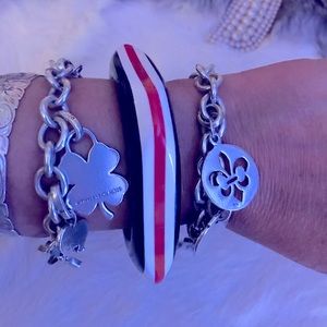 Square striped bakelite style bangle vintage look